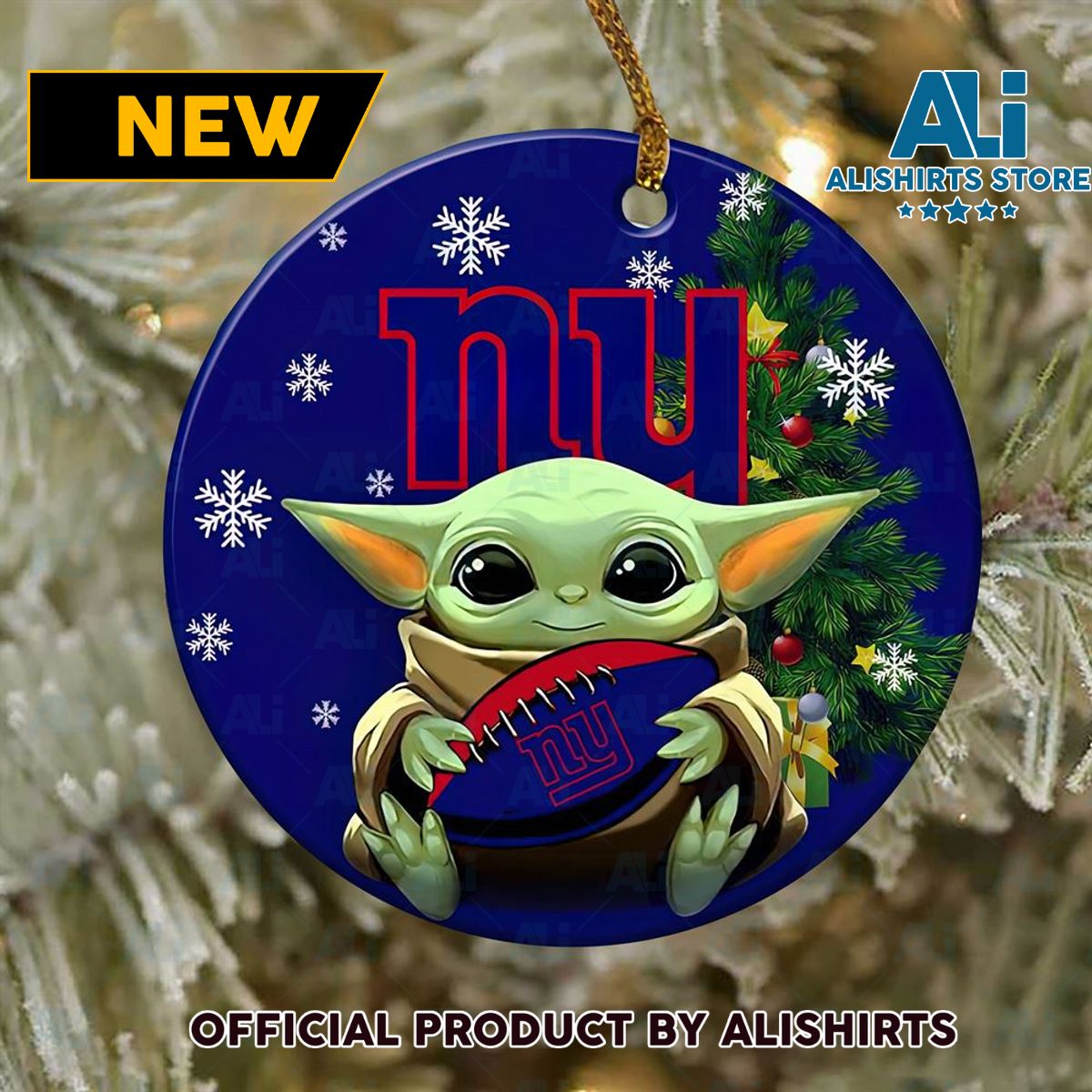 New York Giants Baby Yoda NFL Football Ornaments 2022