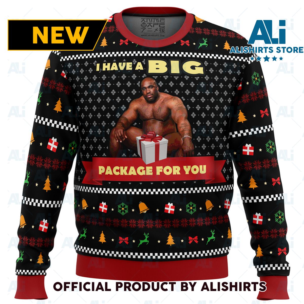 Big Package Barry Wood Meme Ugly Christmas Sweater