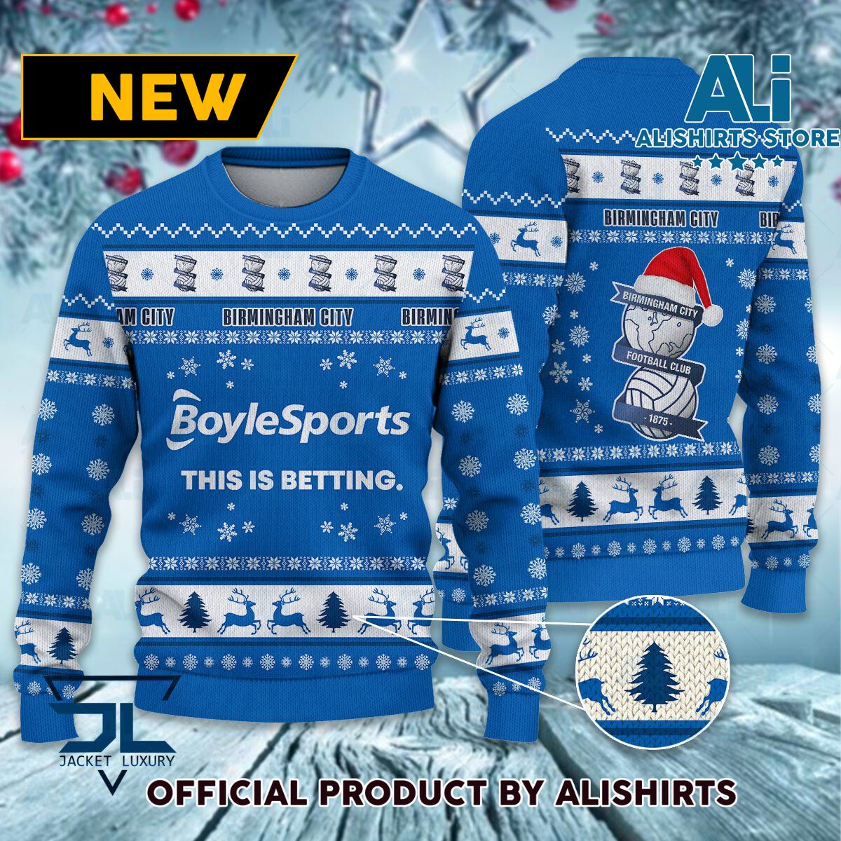 Birmingham City FC logo EFL Championship Christmas Sweater