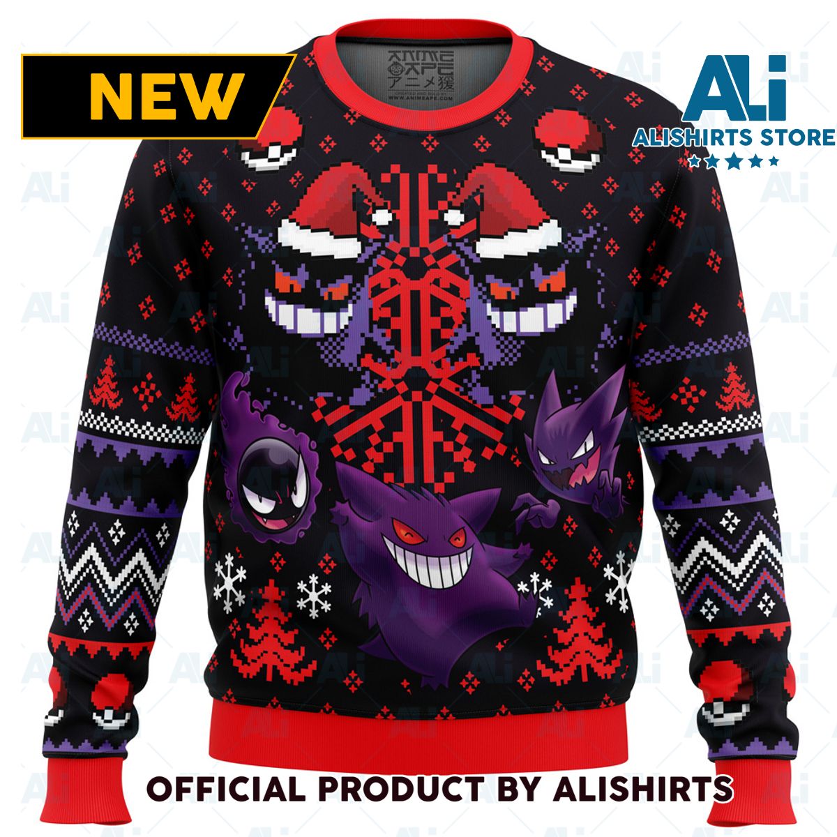 Ghosts Gengar Ghastly Pokemon Ugly Christmas Sweater