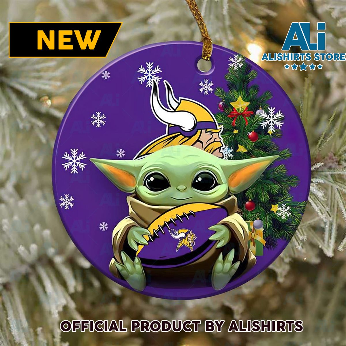 Minnesota Vikings Baby Yoda NFL Football Ornaments 2022