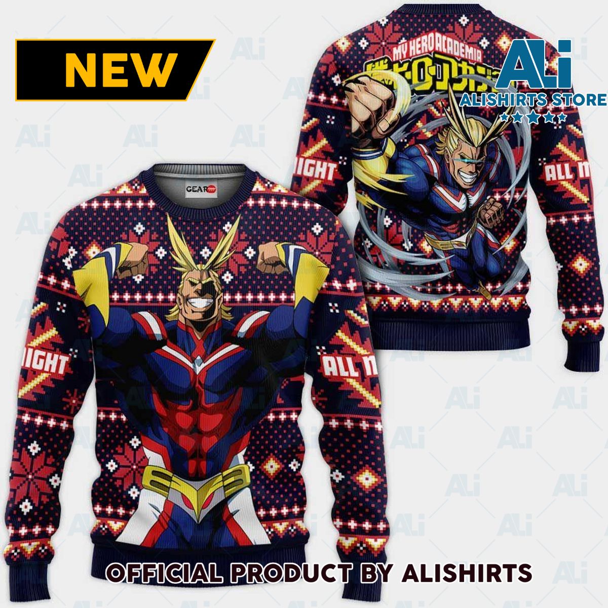 All Might Ugly Christmas Sweater Custom Anime My Hero Academia