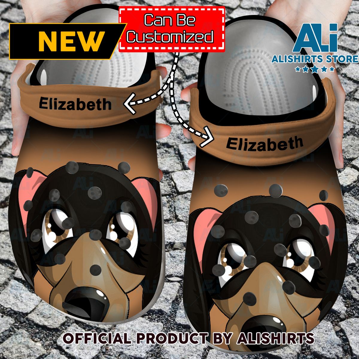 Dachshund Face Print Personalized Crocs Crocband Clogs Shoes With Your Name