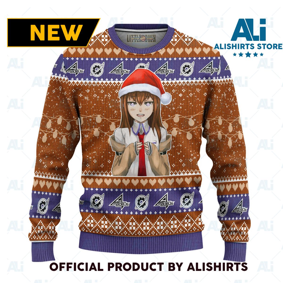 Kurisu Makise Anime Ugly Christmas Sweater Custom Steins Gate