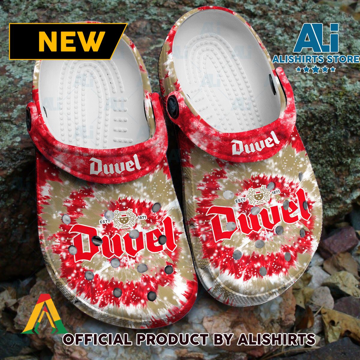 Duvel Beer Red Tie Dye Pattern Crocs Crocband Clogs ALI