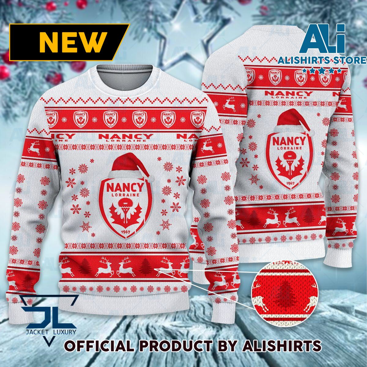 AS Nancy Lorraine Ligue 1 Ugly Christmas sweater