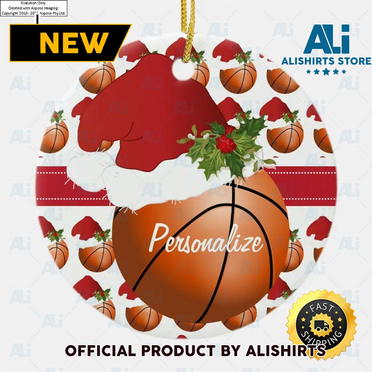 Christmas Sport Basketball Santa Hat Ceramic NBA Christmas Ornaments