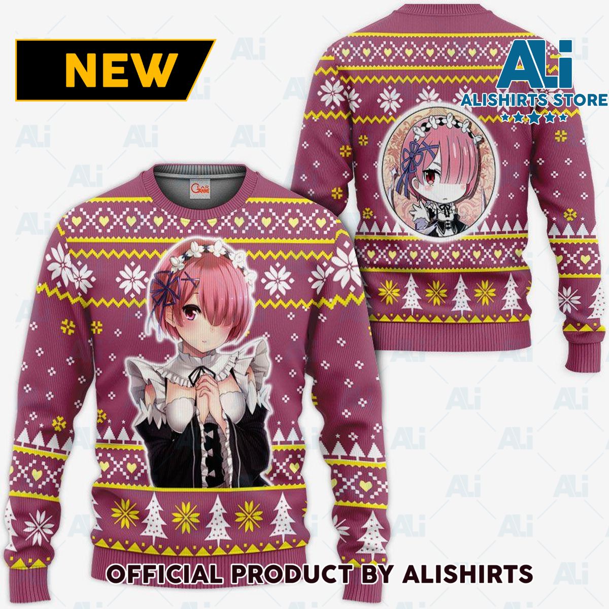 Re Zero Ram Ugly Christmas Sweater Custom Anime