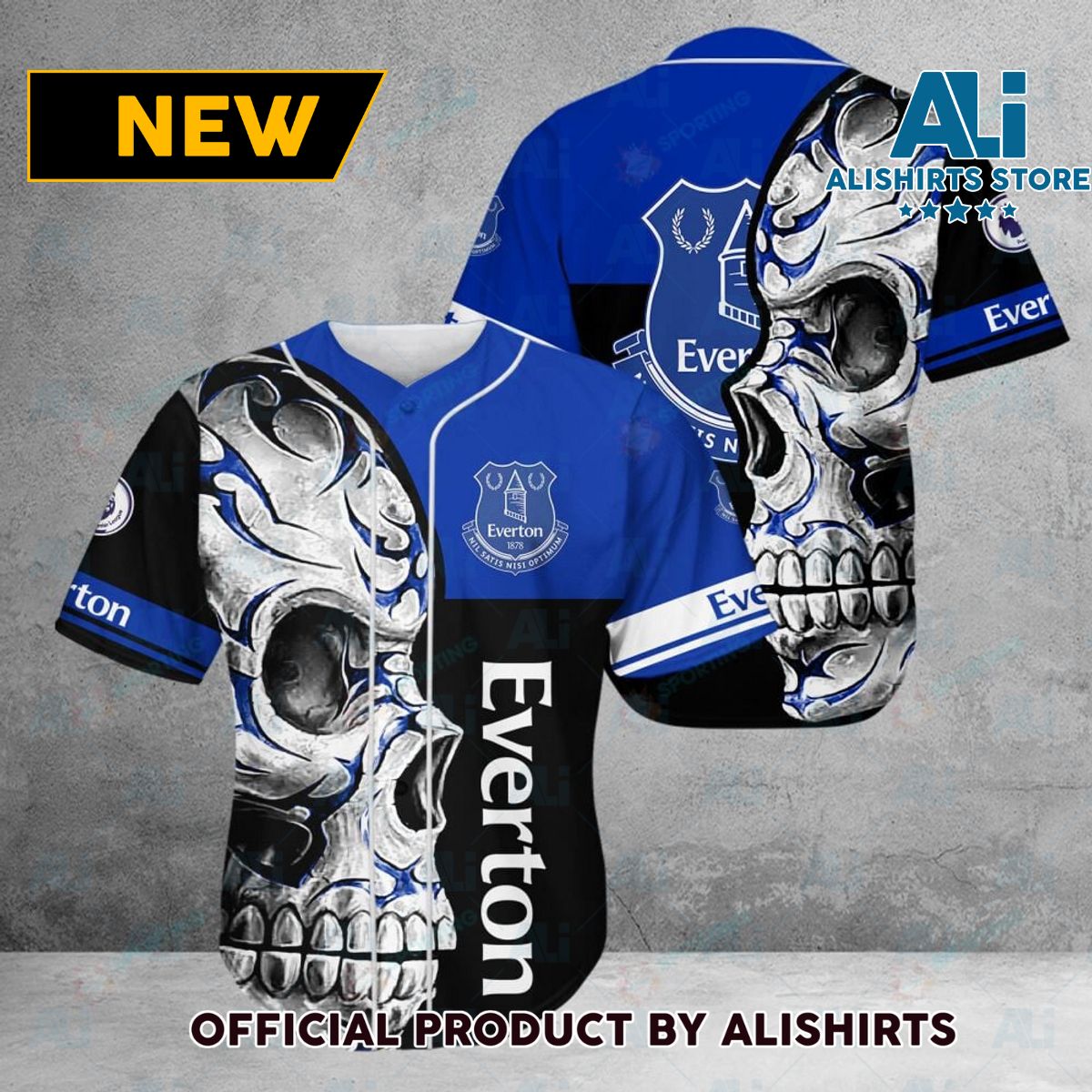 Everton FC Premier League Skull Baseball Jersey