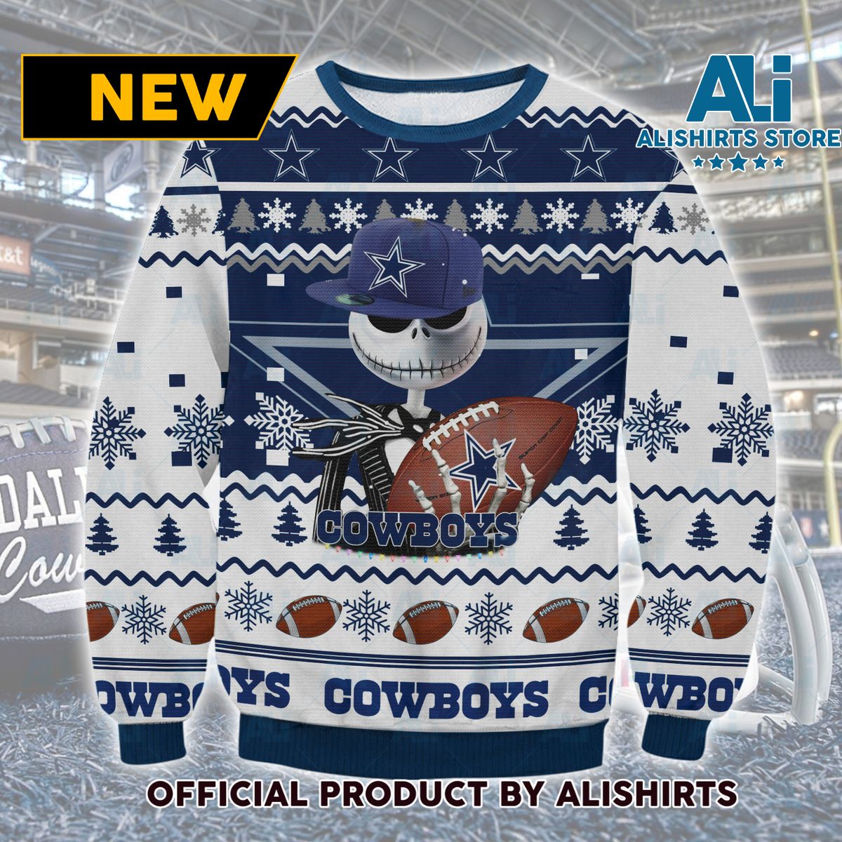 Dallas Cowboys Jack Skellington Ugly Sweater