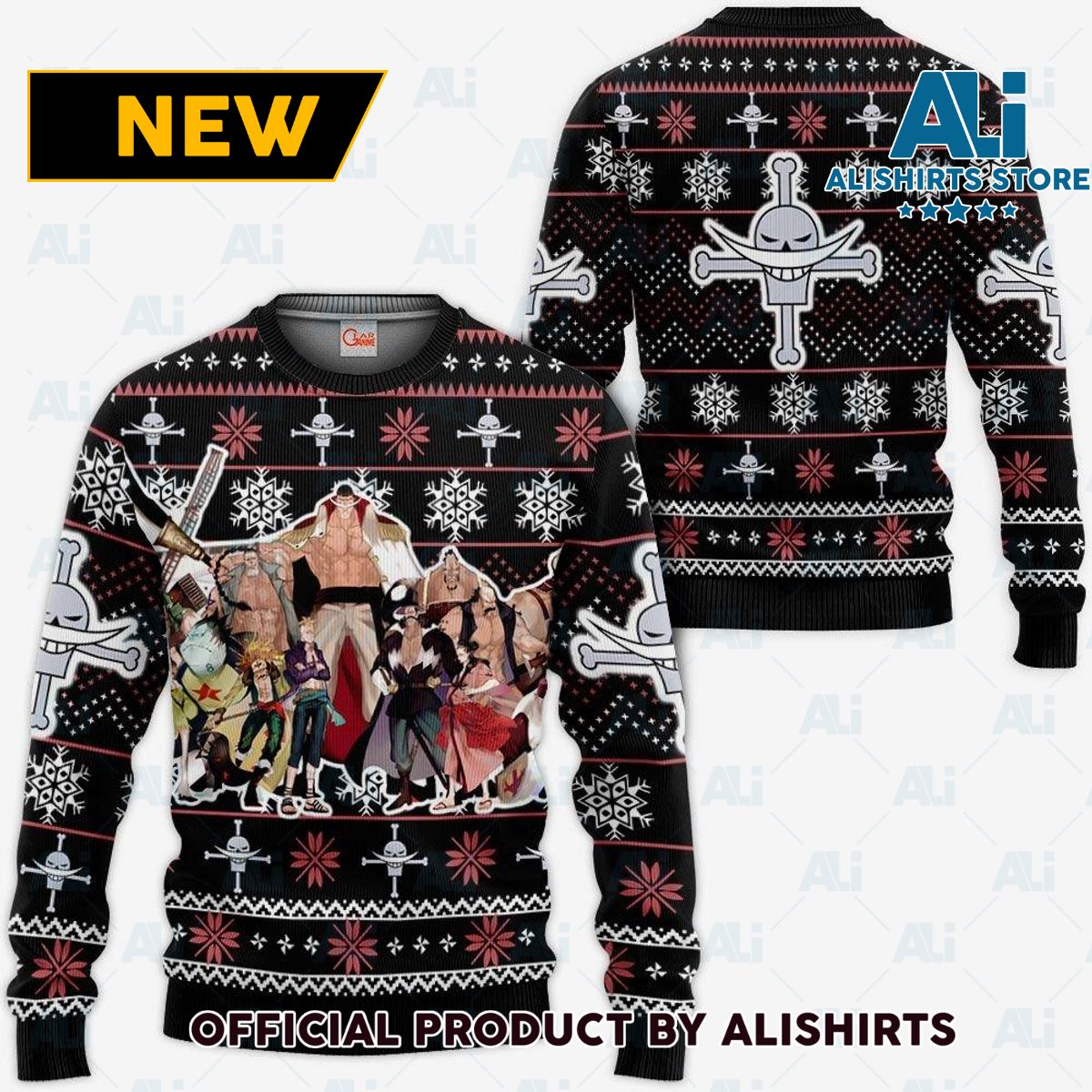 Whitebeard Pirates Ugly Christmas Sweater Custom Anime One Piece