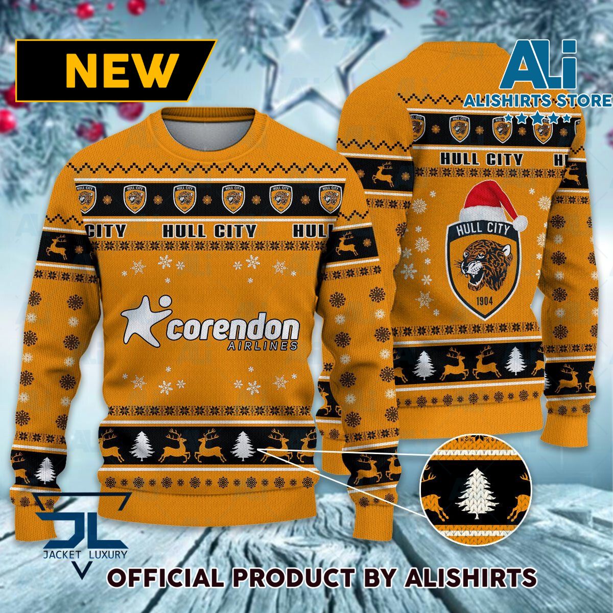 Hull City FC logo EFL Championship Christmas Sweater