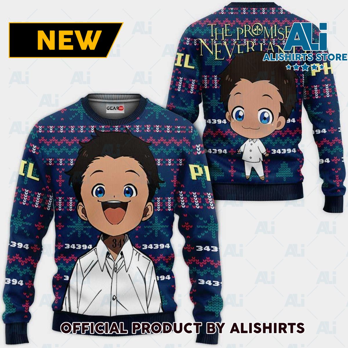 Phil Ugly Christmas Sweater Custom Anime The Promised Neverland