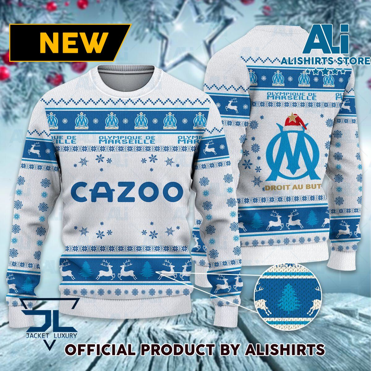 Olympique de Marseille Ligue 1 Ugly Christmas sweater