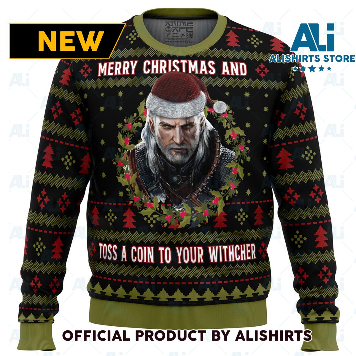 Merry Christmas and Toss a Coin The Witcher Ugly Christmas Sweater