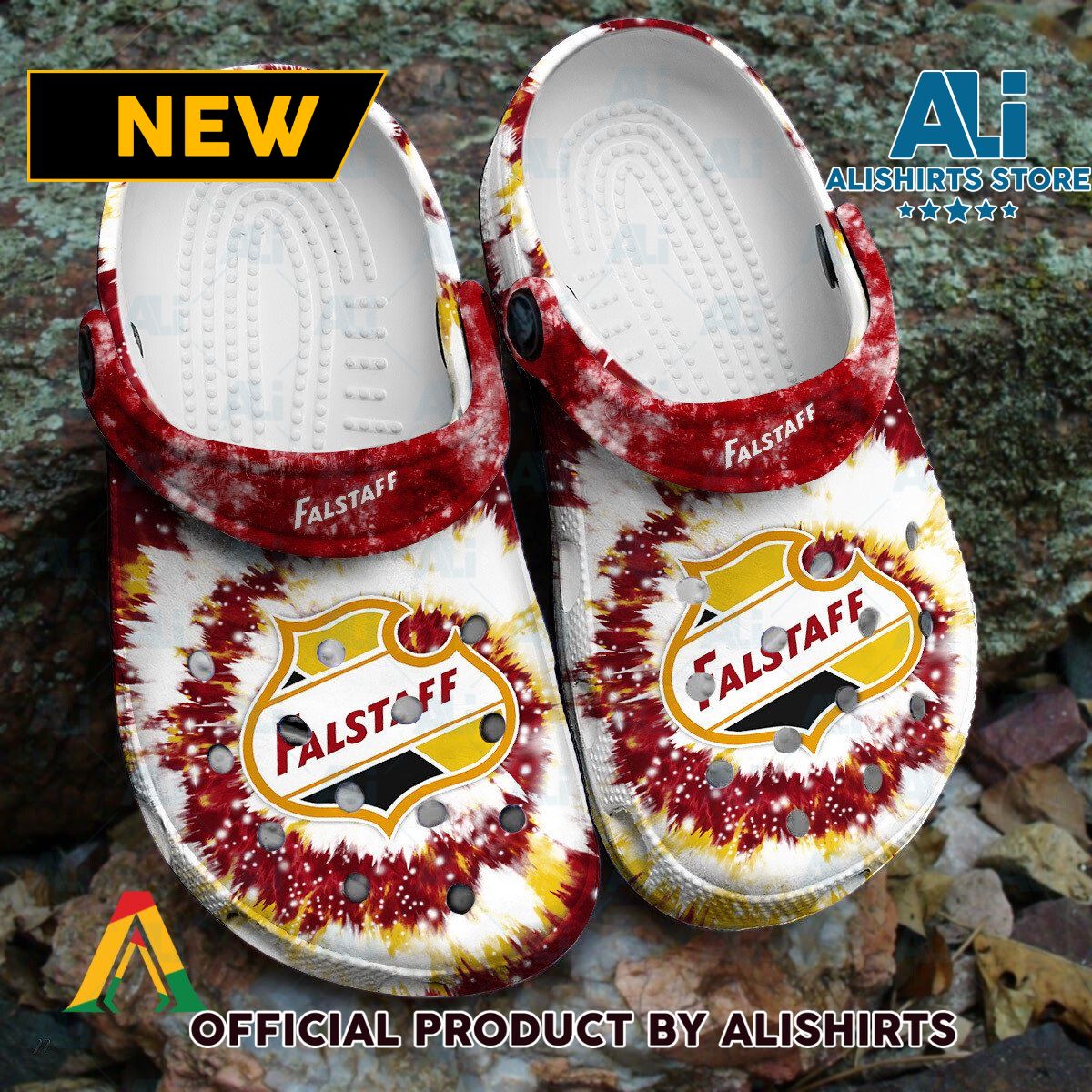 Falstaff Beer Red Tie Dye Pattern Crocs Crocband Clogs ALI