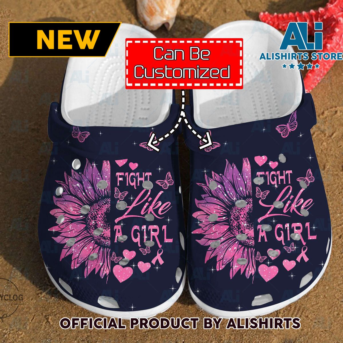 Fight Like A Girl Sunflower Cancer Breast Unisex Crocs Crocband Clog Shoes