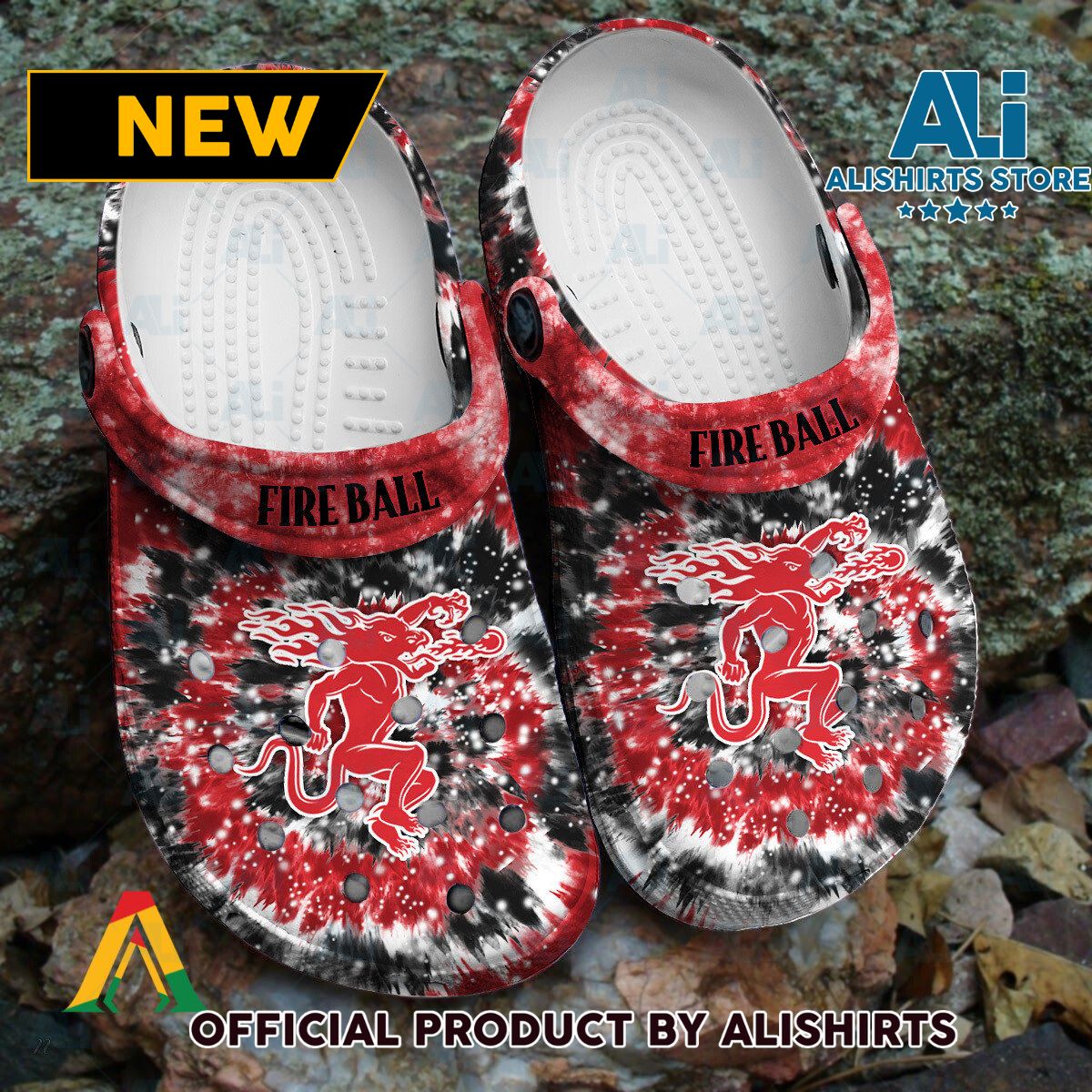 Fireball Whiskey Red gray Tie Dye Pattern Crocs Crocband Clogs ALI