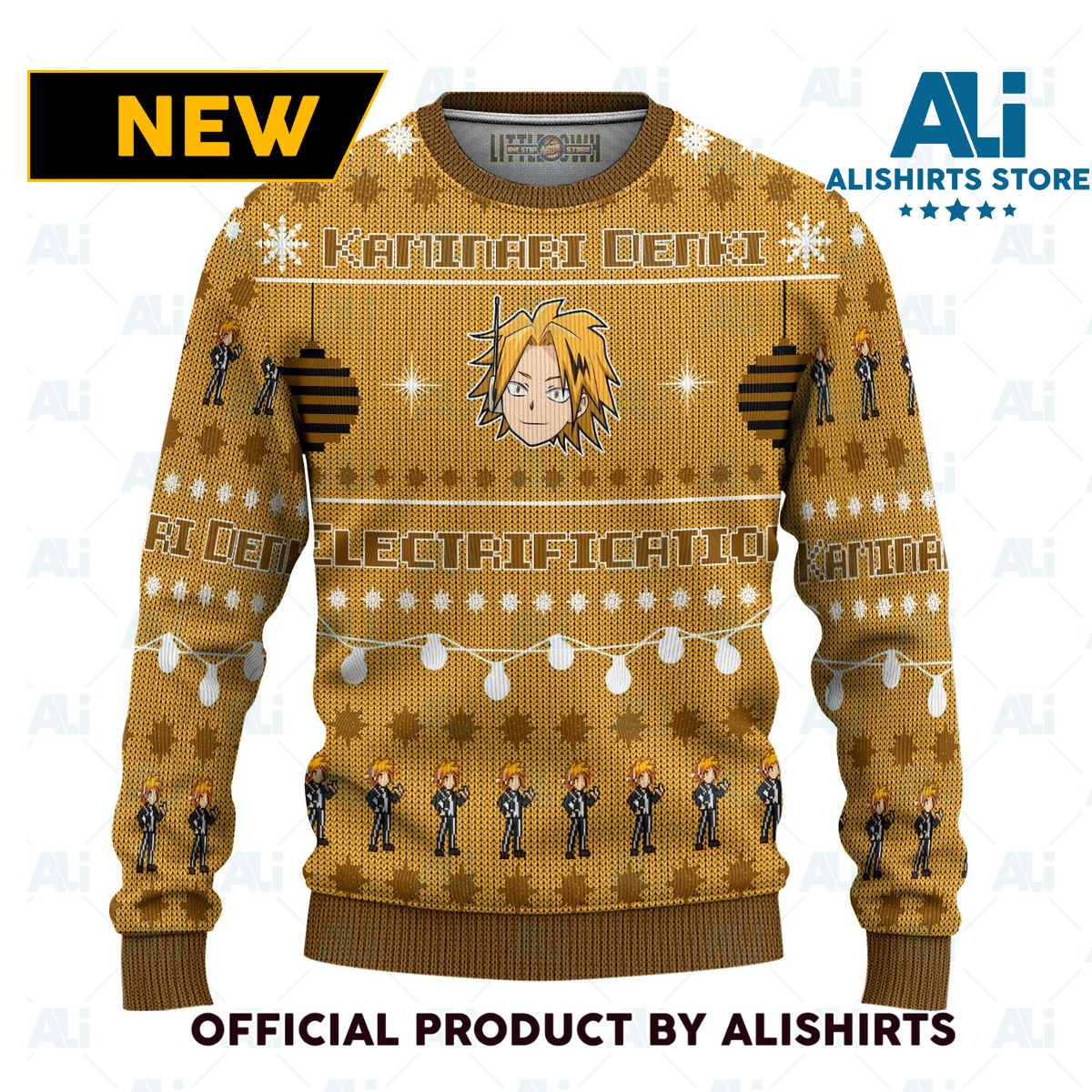 Denki Kaminari Anime Ugly Christmas Sweater Custom My Hero Academia