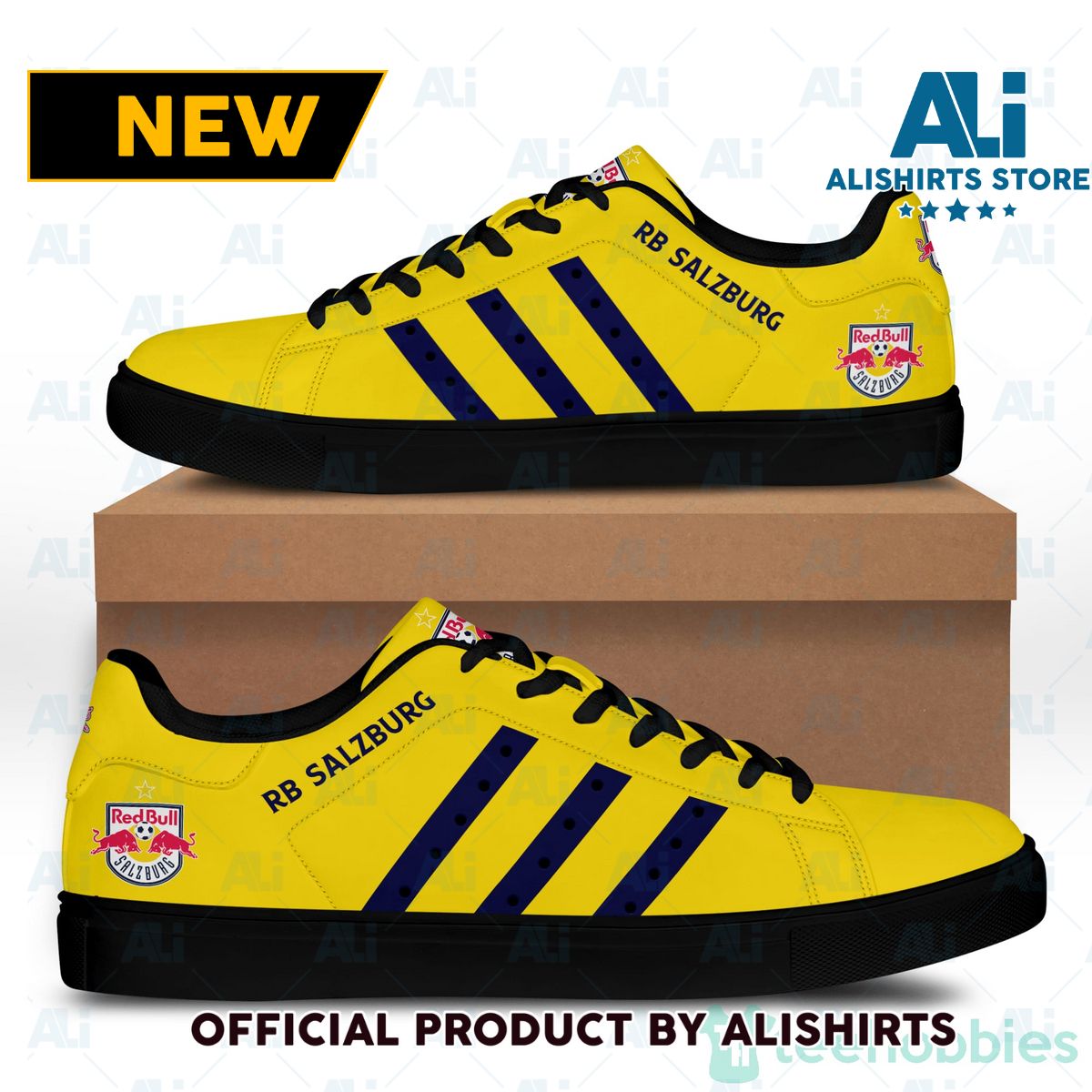 Fc Red Bull Salzburg Yellow Adidas Stan Smith Low Top Skate Shoes