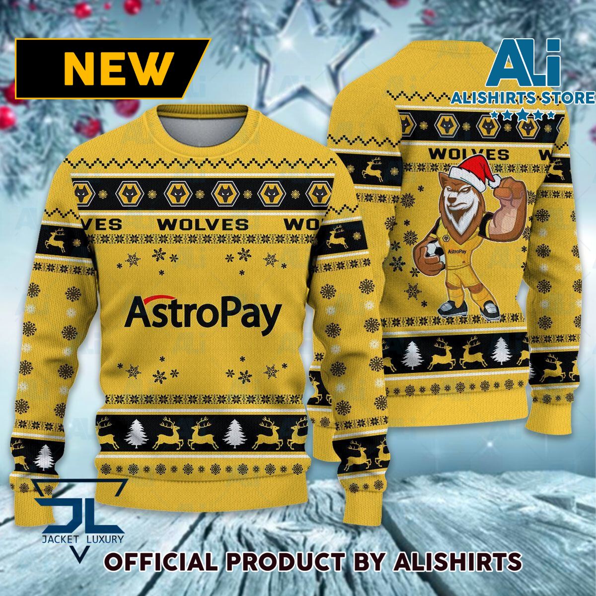 Wolverhampton Wanderers FC Mascot premier league Ugly Christmas Sweater