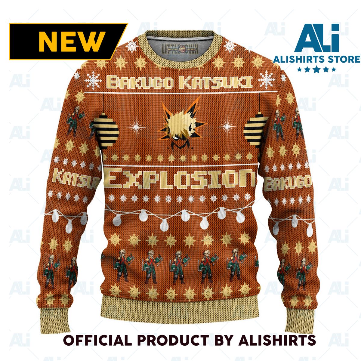 Katsuki Bakugo Anime Ugly Christmas Sweater Custom My Hero Academia