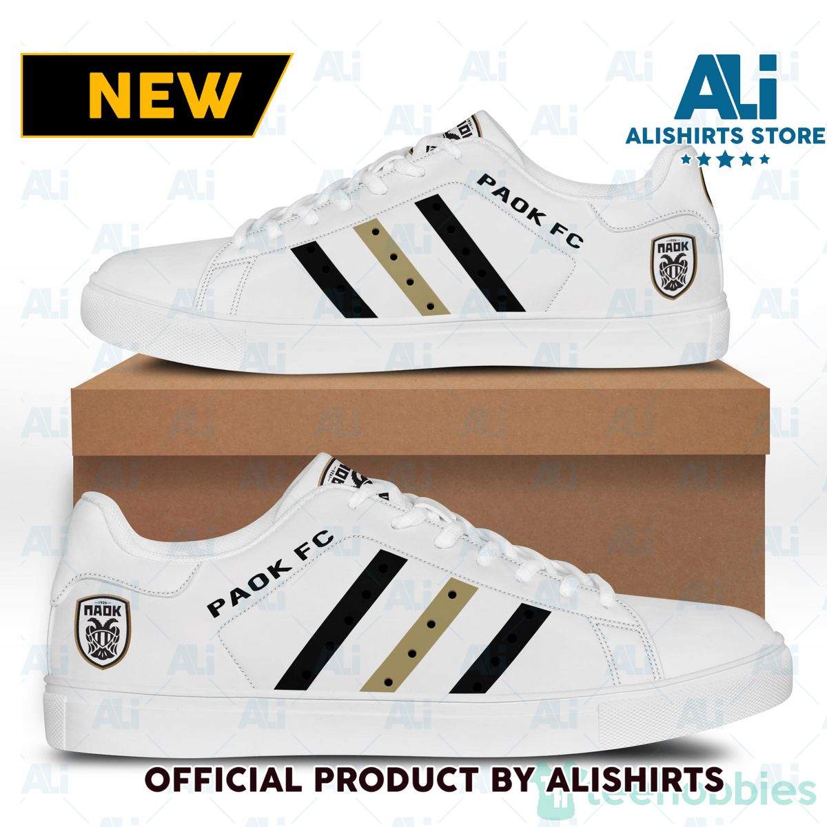 Paok Fc White Adidas Stan Smith Low Top Skate Shoes