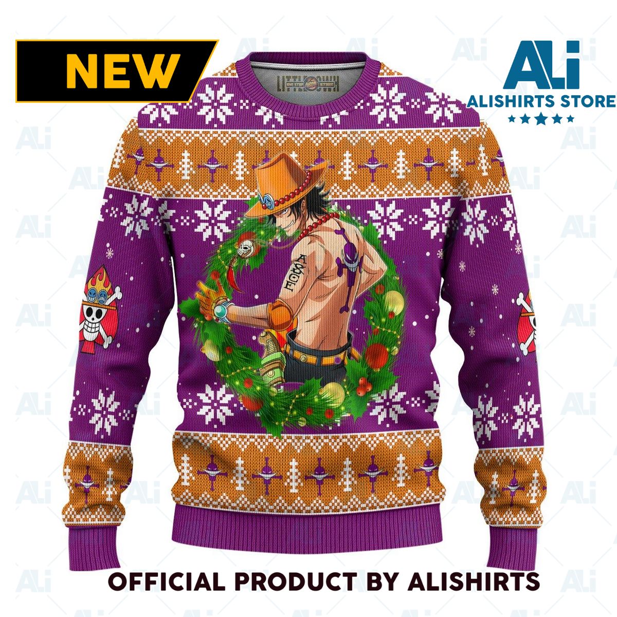 Portgas D Ace One Piece Anime Ugly Christmas Sweater