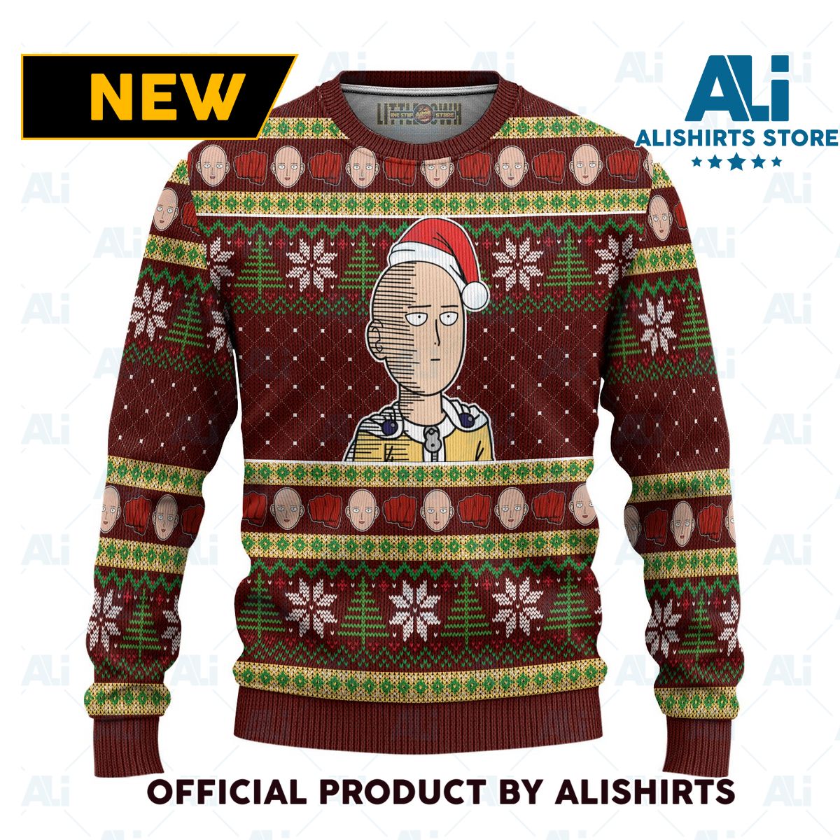 Saitama Anime Ugly Christmas Sweater Custom One Punch Man