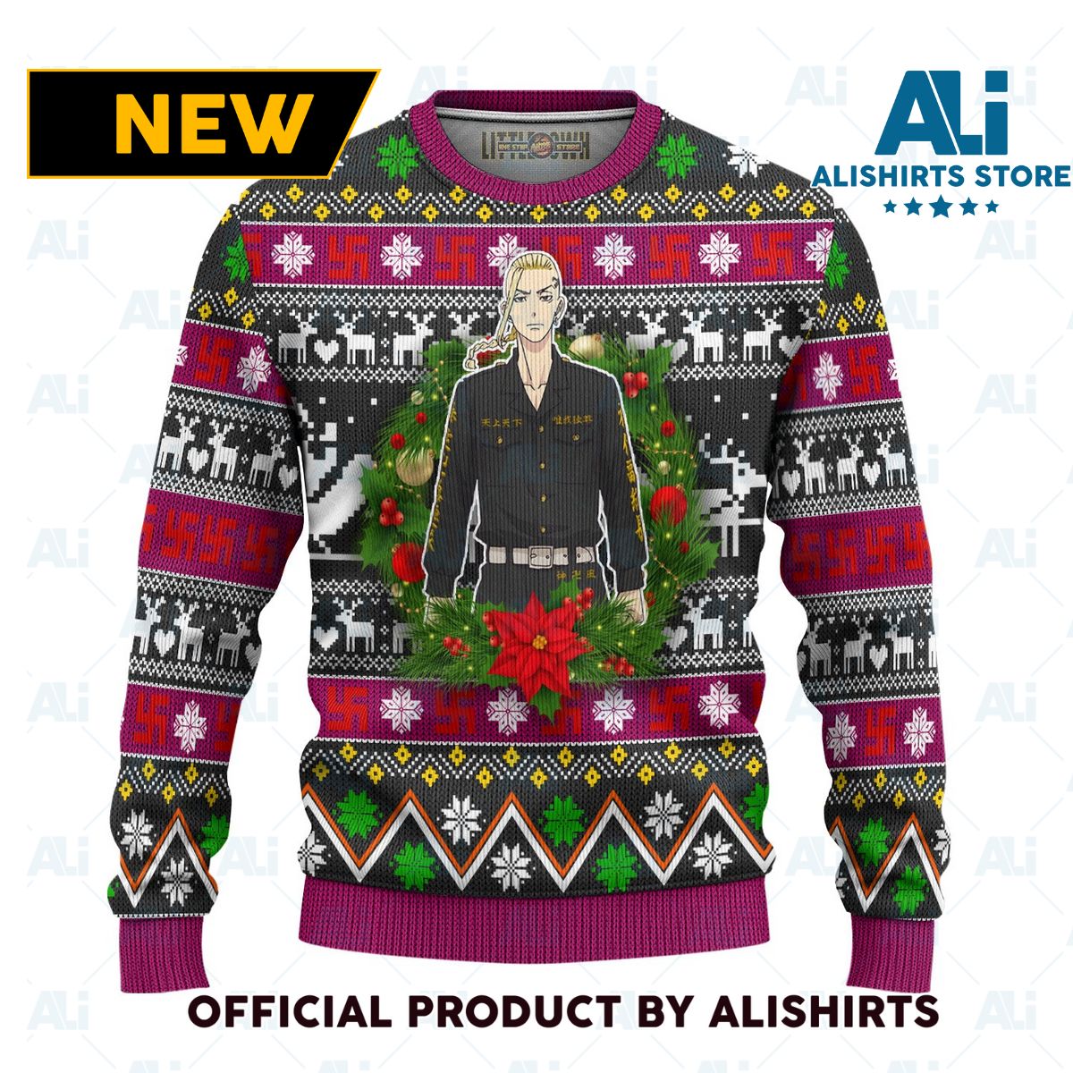 Ken Ryuguji Anime Ugly Christmas Sweater Custom Tokyo Revengers