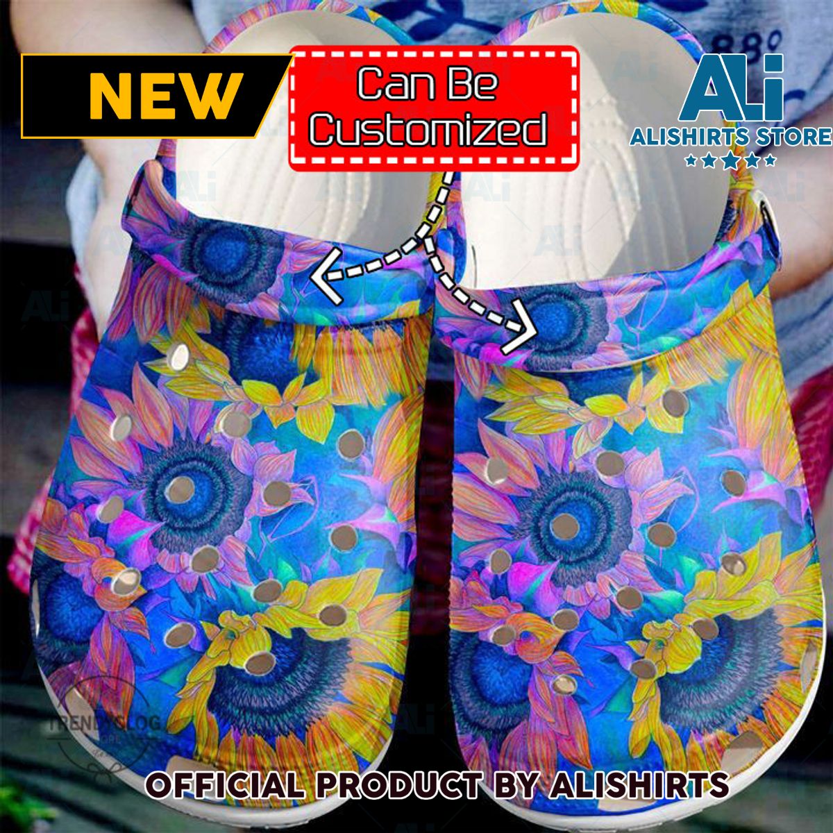 Hippie Sunflower Colorful Crocs Crocband Clog Shoes