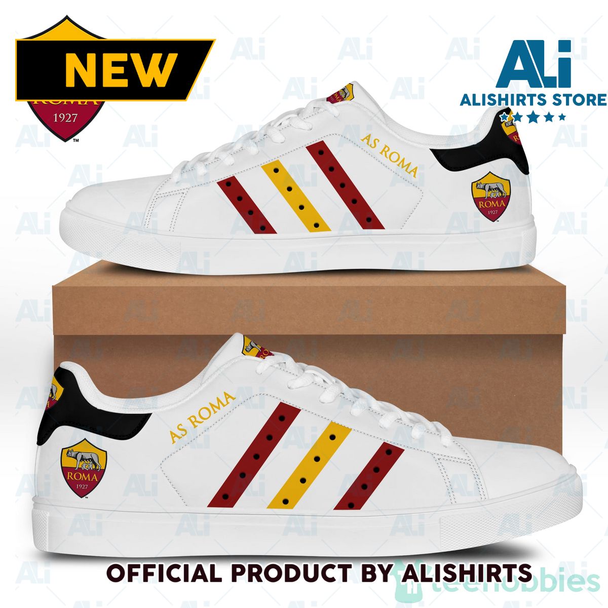 As Roma Adidas Stan Smith Low Top Skate Shoes