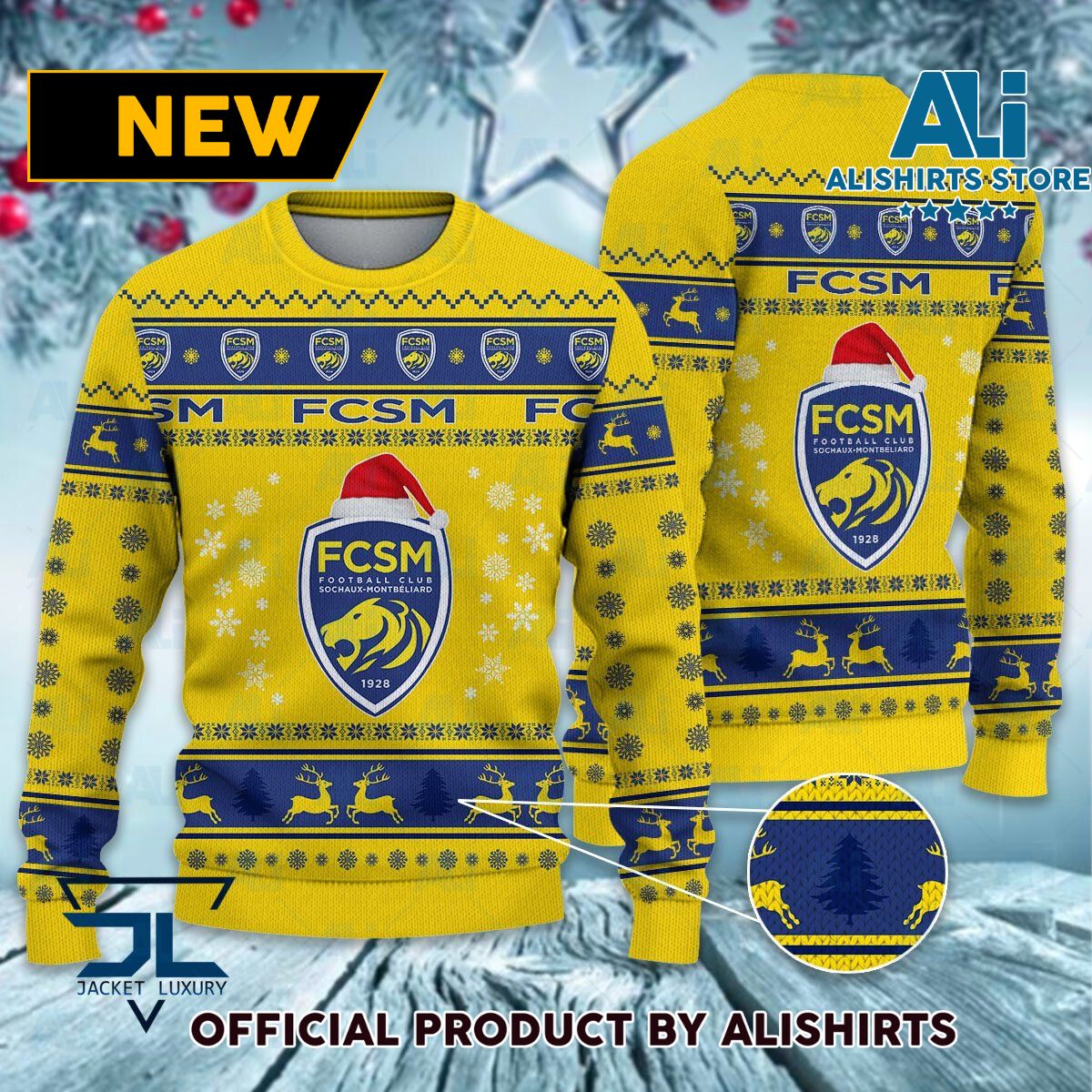 FC Sochaux-Montbeliard Ligue 1 Ugly Christmas sweater