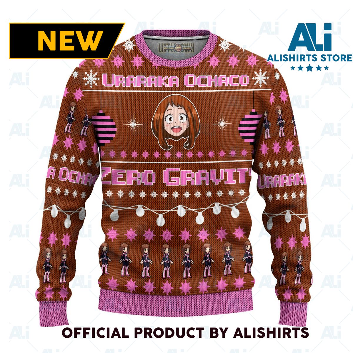 Ochaco Uraraka Anime Ugly Christmas Sweater Custom My Hero Academia