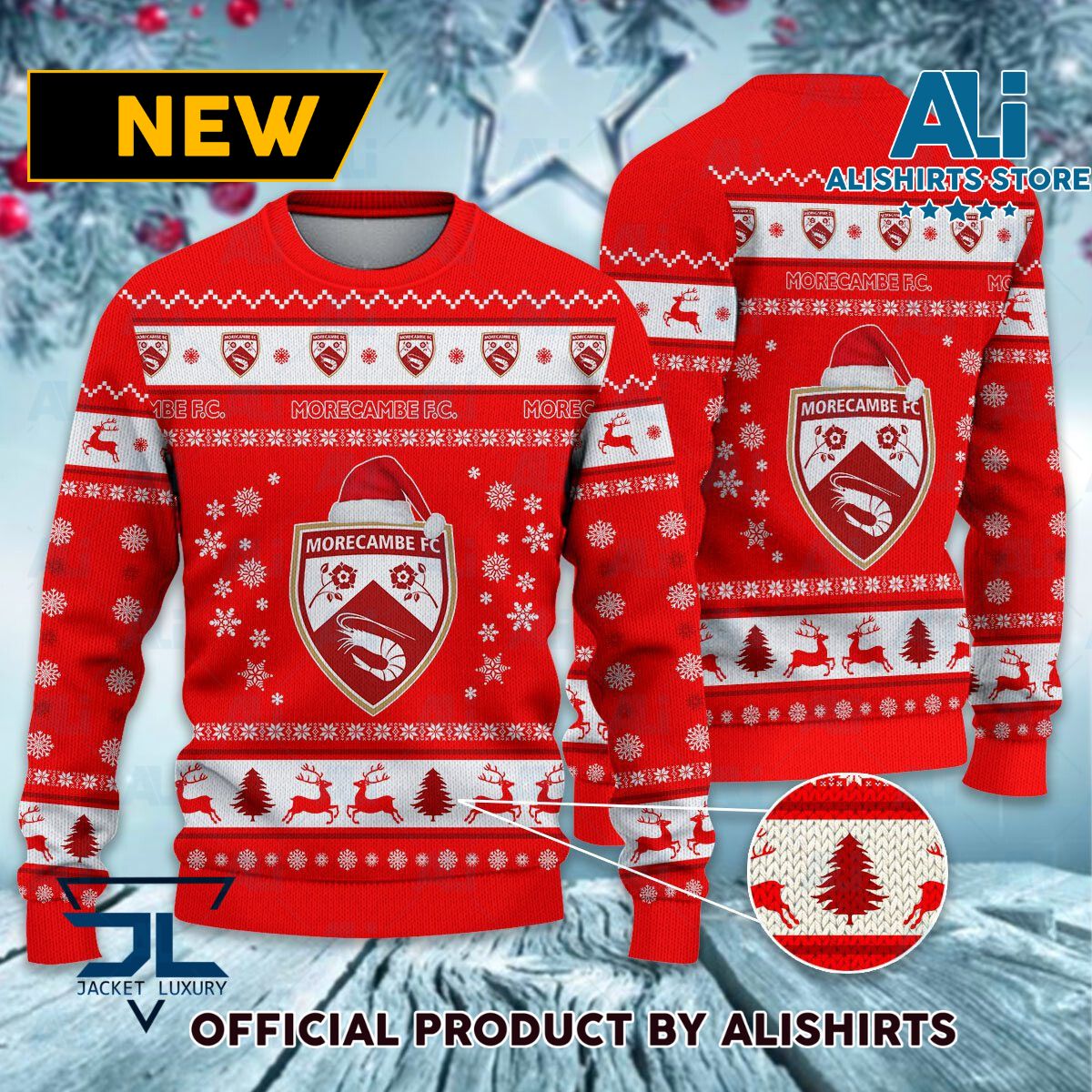 Morecambe FC logo EFL Championship Christmas Sweater