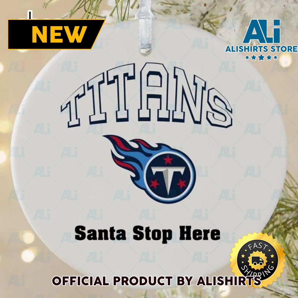 NFL Tennessee Titans Santa Stop Here NFL Football Ornaments