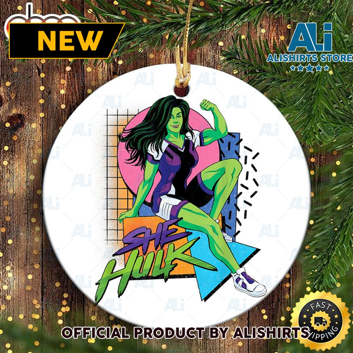 Marvel Studios She Hulk LA Retro Eighties Style Disney Marvel Ornaments