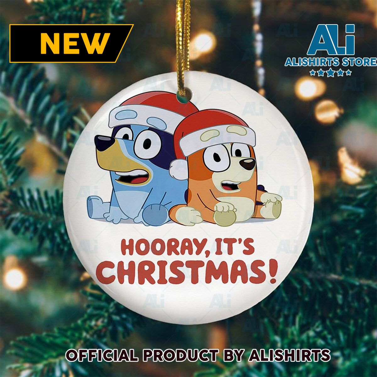 Hooray It’s Christmas Bluey And Bingo Ornament