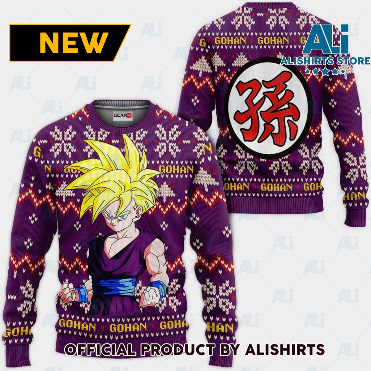 Gohan Sjj Ugly Christmas Sweater Custom Anime Dragon Ball