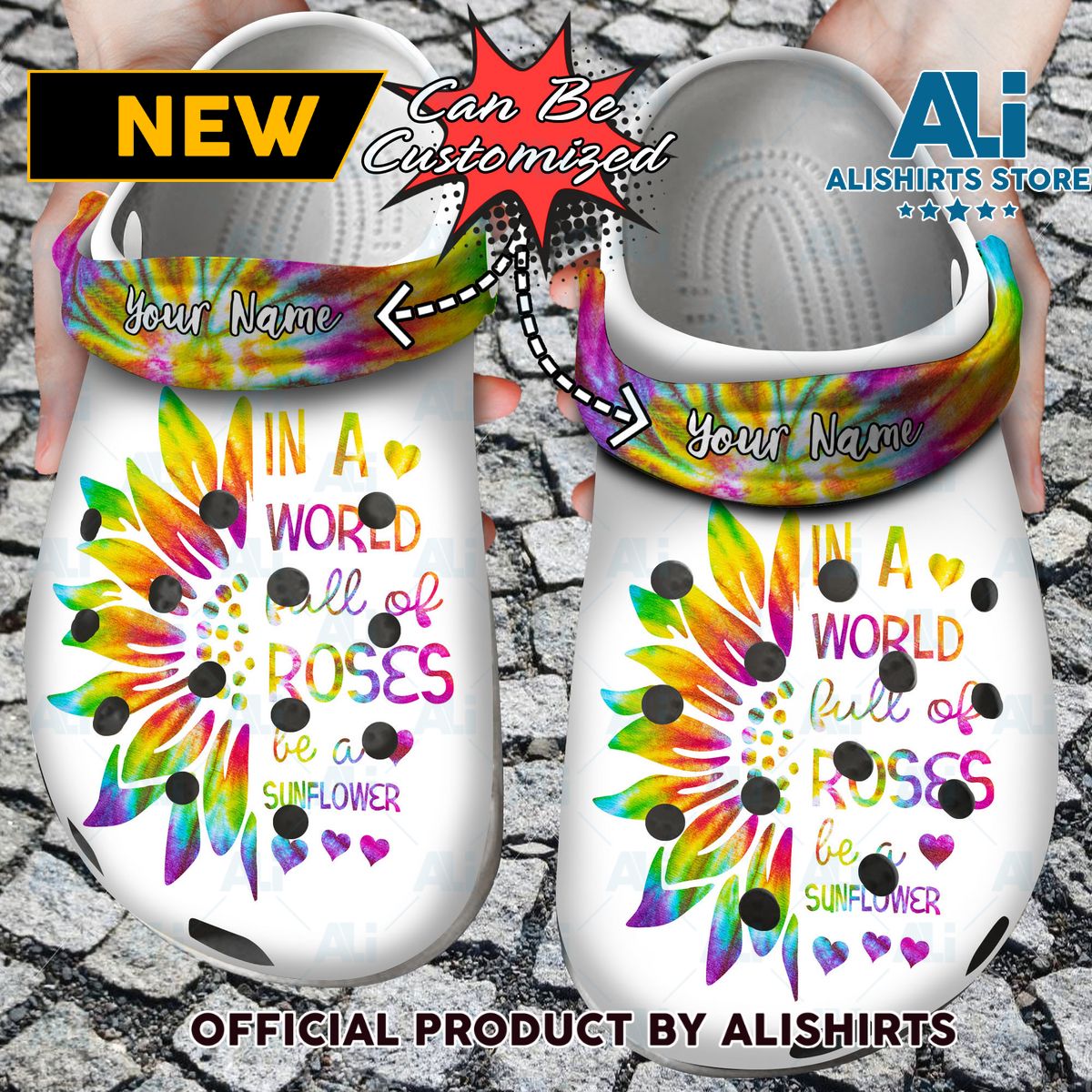 In A World Full Of Roses Be A Sunflower Crocs Crocband Clog Shoes