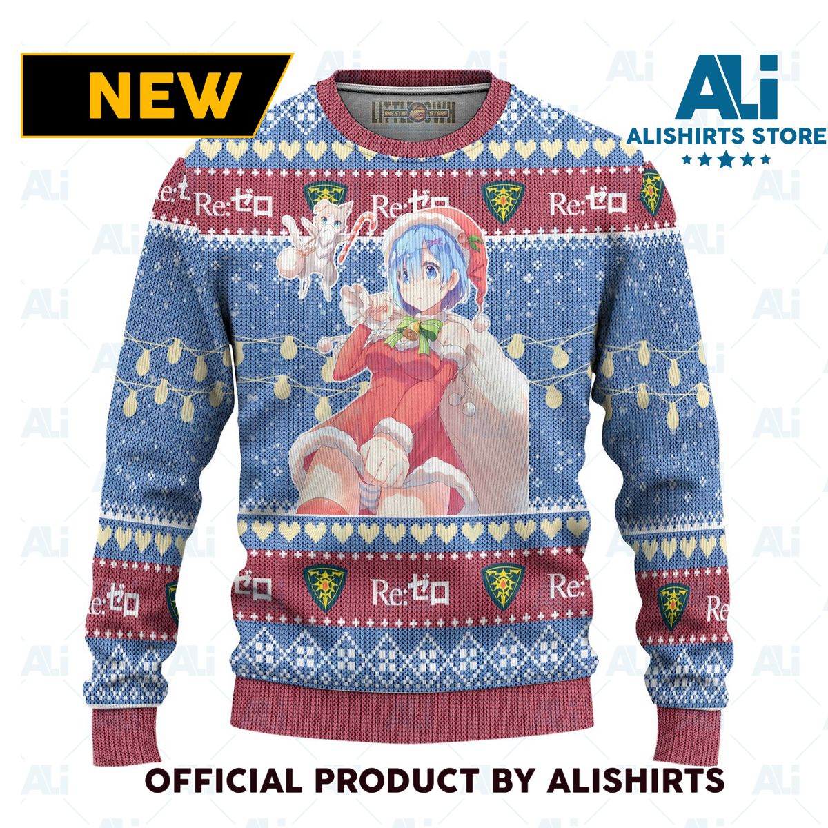 Rem X Puck Anime Ugly Christmas Sweater Custom Re Zero