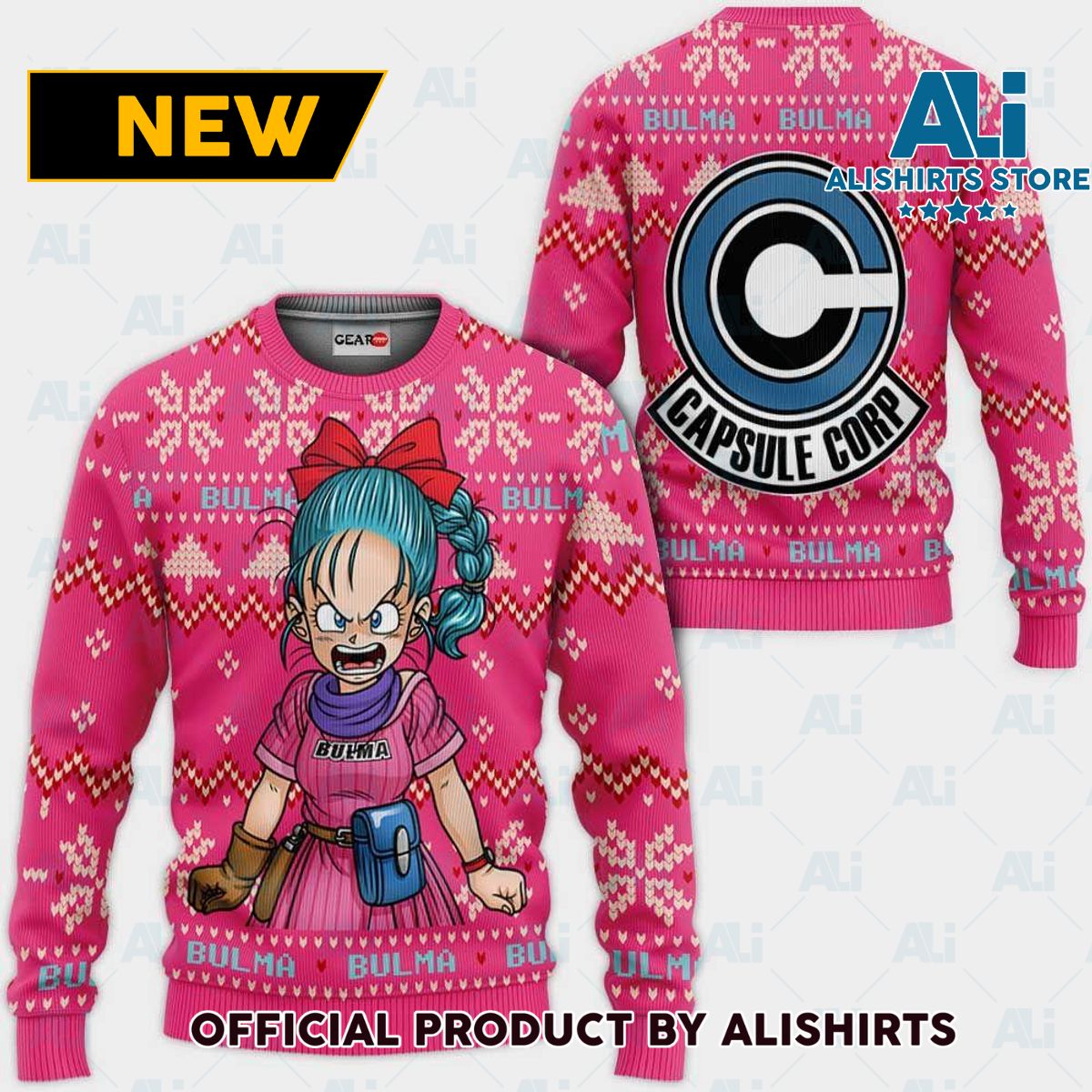 Bulma Ugly Christmas Sweater Custom Anime Dragon Ball