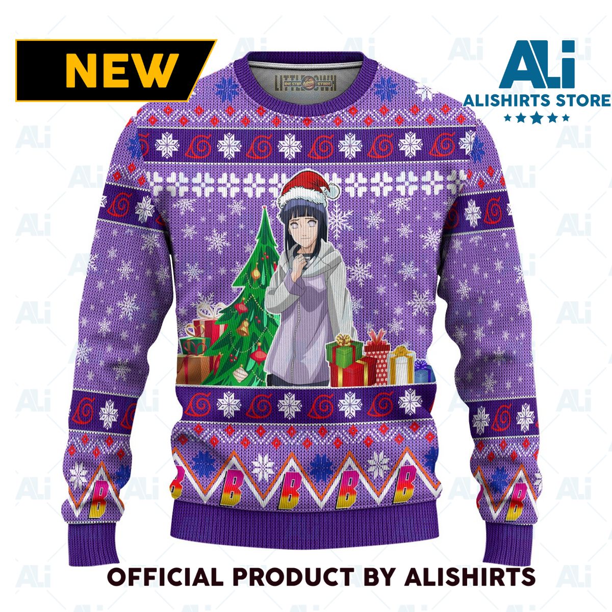 Hinata Uzumaki Anime Ugly Christmas Sweater Custom Boruto