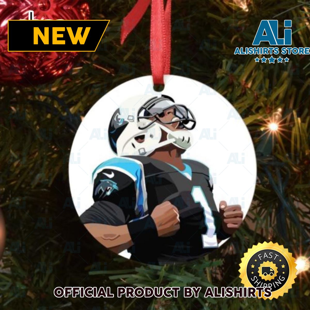 Cam Newton Christmas NFL Football Ornaments