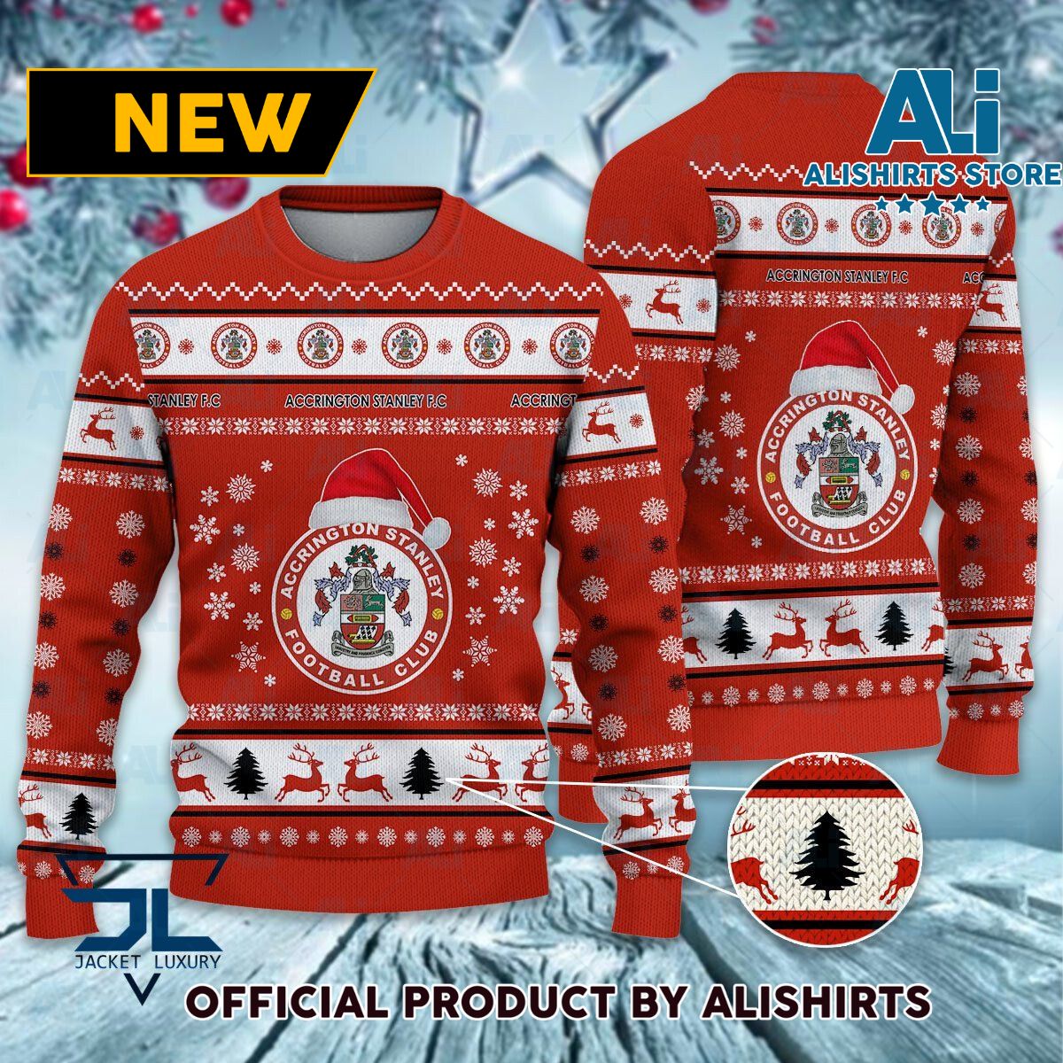 Accrington Stanley FC logo EFL Championship Christmas Sweater