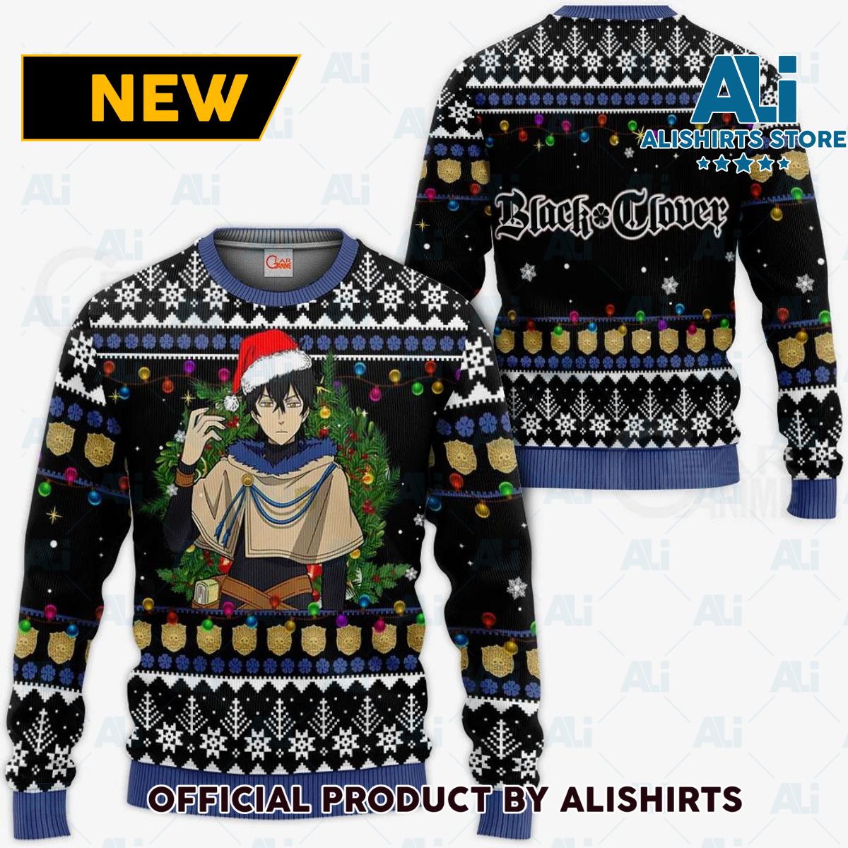 Yuno Ugly Christmas Sweater Black Clover Anime