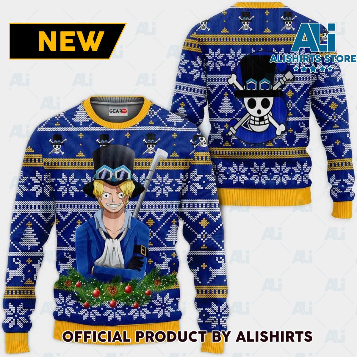 Sabo Ugly Christmas Sweater Custom One Piece Anime