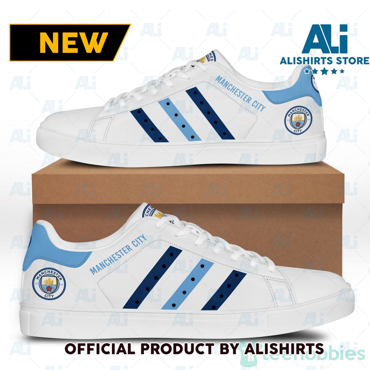 Manchester City Adidas Stan Smith Low Top Skate Shoes - XK91