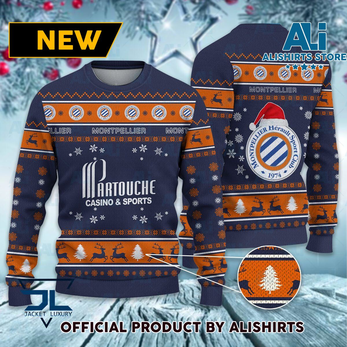 Montpellier HSC Ligue 1 Ugly Christmas sweater