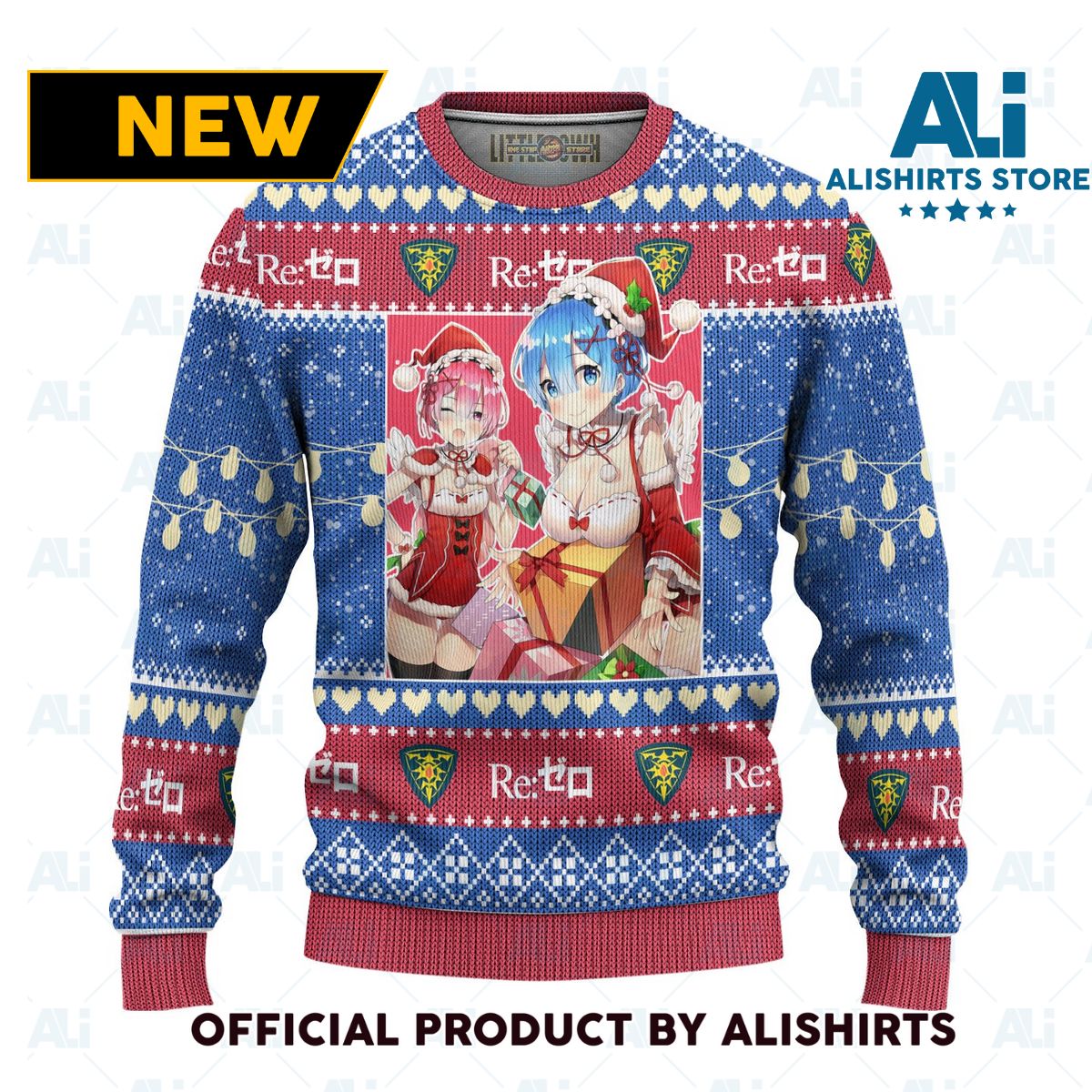 Rem X Ram Anime Ugly Christmas Sweater Custom Re Zero